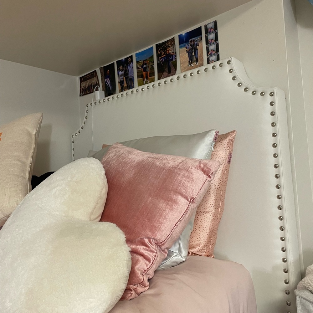 White leather charging headboard